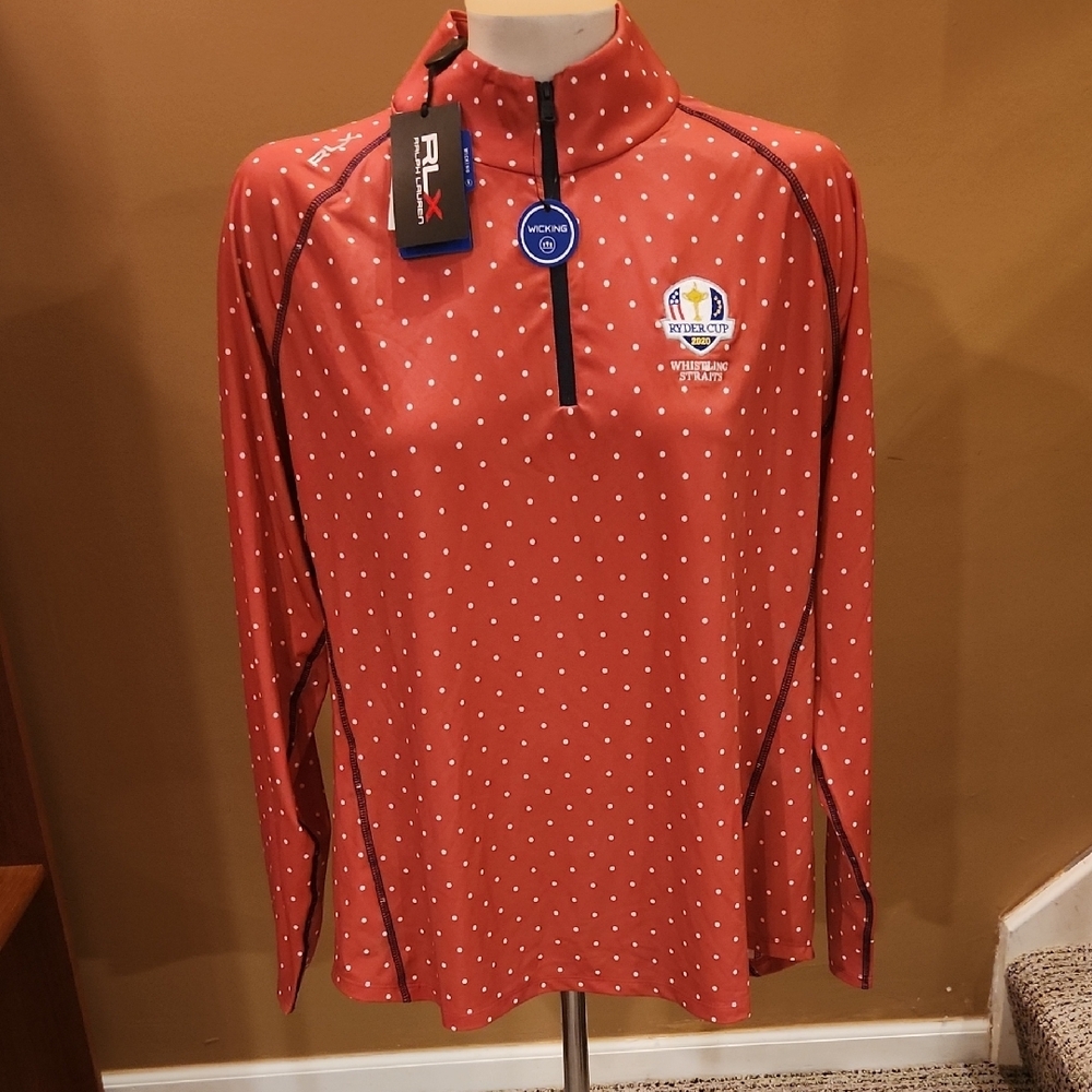 Ralph Lauren Women's Red Polka Dot Jersey Top
